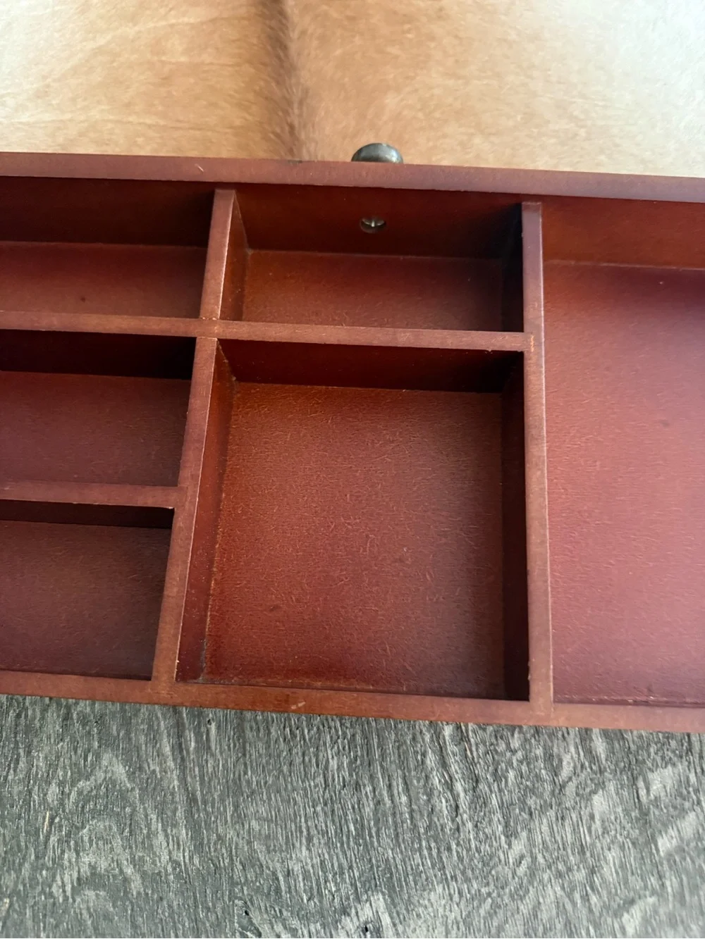 Wooden Desk Organizer Tray in Rust Brown - Display Trinket Shelf